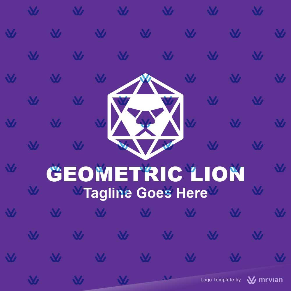 Geometric lion head purple